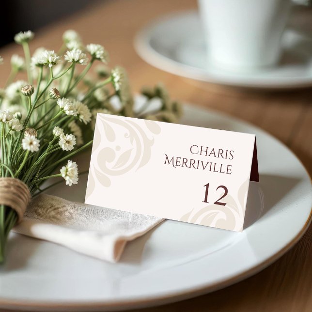 Minimal Classic Chic Burgundy Ivory Photo Wedding Place Card (Creator Uploaded)