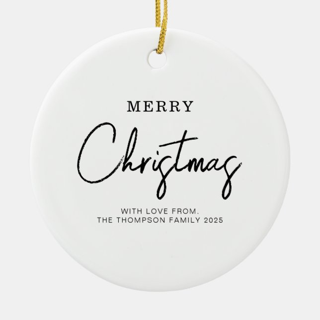 Minimal Classic Christmas Holiday Ceramic Ornament (Front)