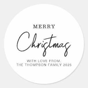 Minimal Classic Christmas Holiday Round Sticker