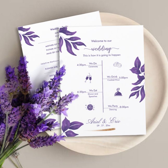 Minimal Classic Elegant Purple Wedding Program (Creator Uploaded)