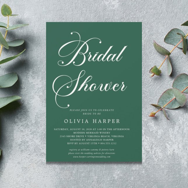 Minimal Classic Emerald Green Script  Invitation (Creator Uploaded)