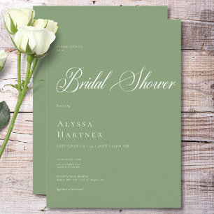 Minimal Classic Green & White Bridal Shower Invitation