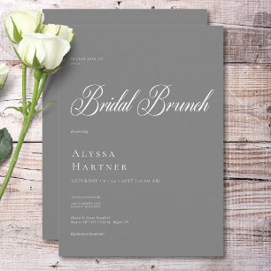 Minimal Classic Grey & White Bridal Brunch Invitation