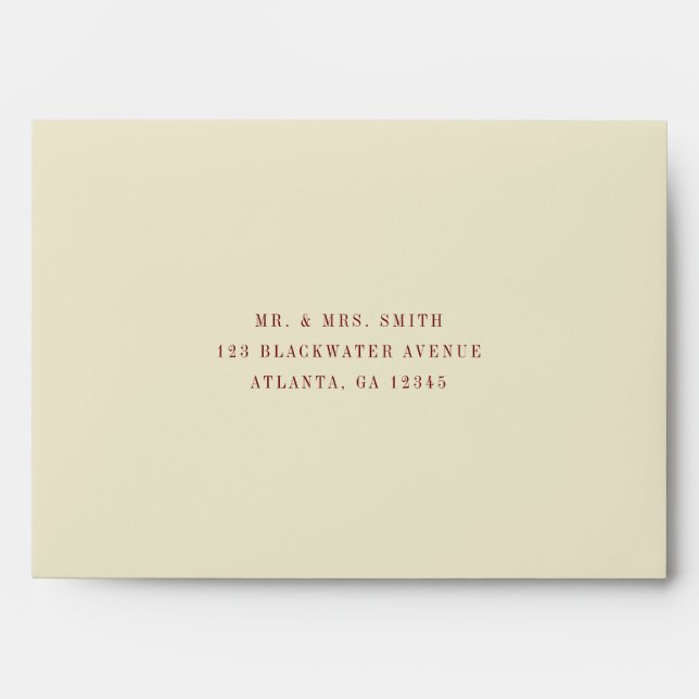 Minimal Classic Ivory Cream & Wine Red Wedding Envelope (Front)