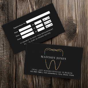 Minimal Classy Black and Gold Dentist Appointment Business Card