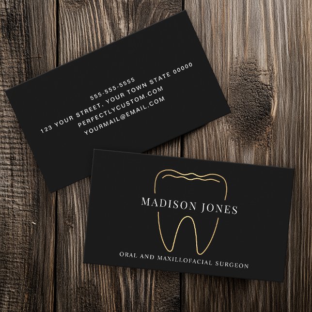 Minimal Classy Black and Gold Dentist logo Modern  Business Card (Creator Uploaded)