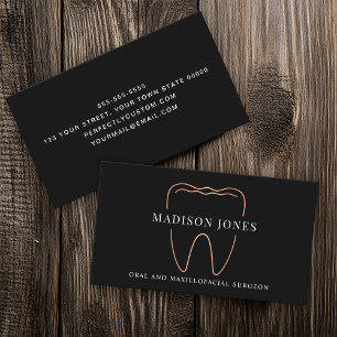 Minimal Classy Rose Gold Dentist logo Modern Business Card