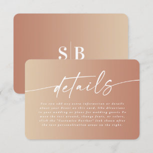 Minimal Clay & Yellow Ombre Fade Wedding Details Enclosure Card