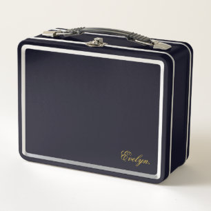 Minimal Clean Bold Typeface Custom Name Metal Lunch Box
