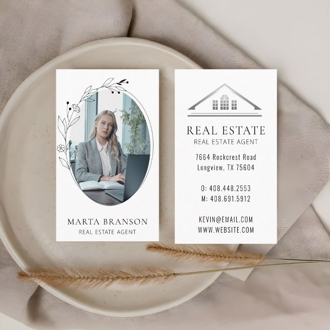 Minimal Clean Foliage Professional Real Estate Business Card (Creator Uploaded)