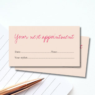 Minimal Clean Pastel Pink Beauty Appointment Card