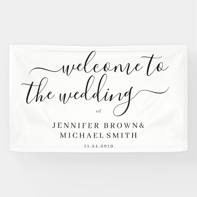 Minimal Clean Simple Formal Welcome Wedding Banner (Horizontal)