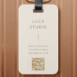Minimal Clean Simple Modern QR Code Gold and Cream Luggage Tag<br><div class="desc">A minimalist vertical design in a simple style with a gold feature colour & QR code. The text & QR code link can easily be customised for a design as unique as your small business!</div>
