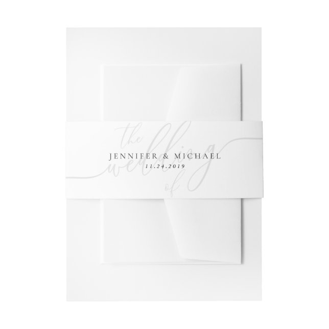 Minimal Clean Simple Monogram Name Invitation Belly Band (Front Example)