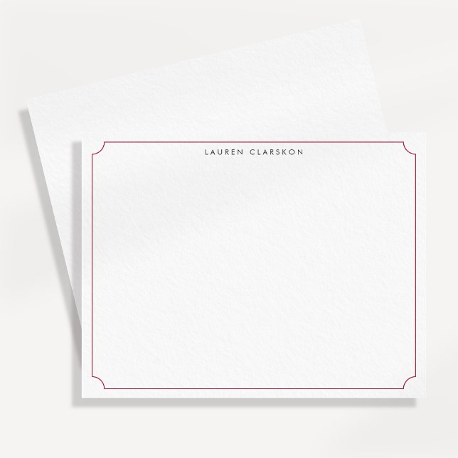 Minimal Clipped Corner Red Border Note Card (Creator Uploaded)