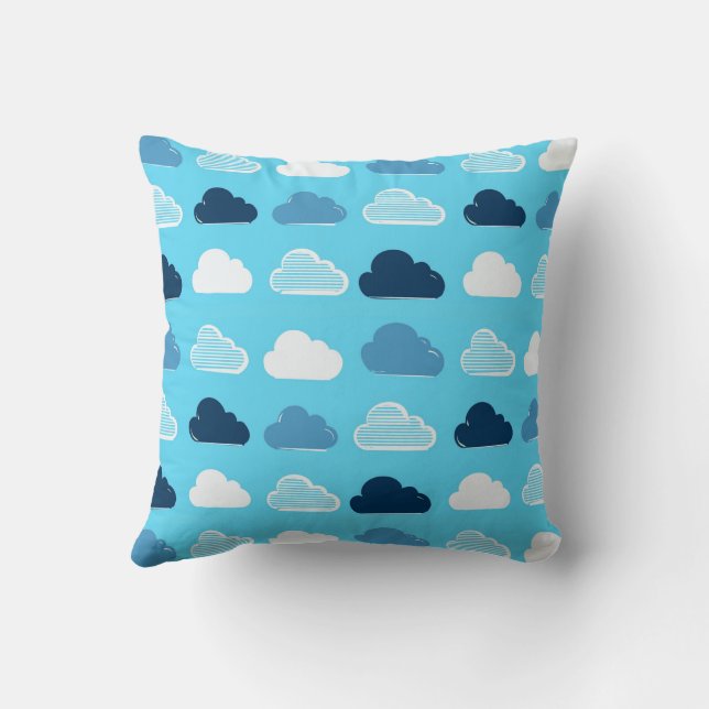 Minimal Clouds Pattern – Blue Sky Vibes Cushion (Back)