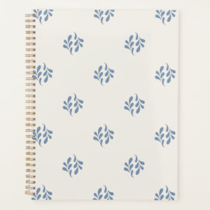 Minimal Coastal Blue Botanical Sprig Pattern Planner