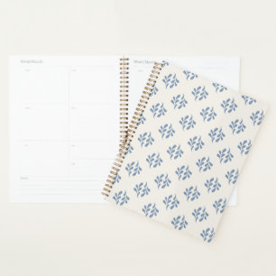 Minimal Coastal Blue Botanical Sprig Pattern Planner