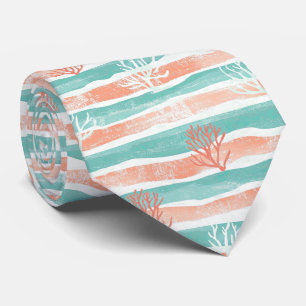 Minimal Coastal Coral Pattern Tie