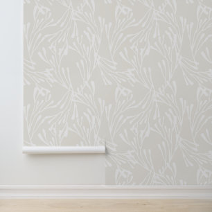 Minimal Coastal Coral Silhouettes in Beige Wallpaper