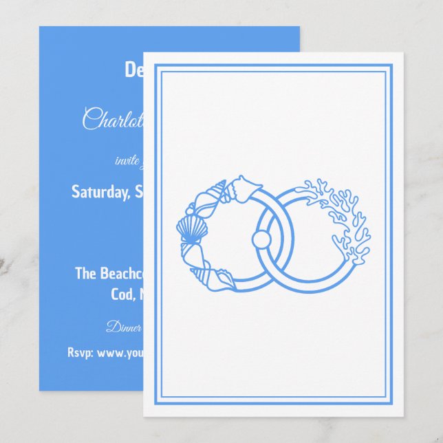Minimal Coastal Interlocking Rings Invitation (Front/Back)