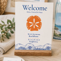 Minimal Coastal Sand Dollar Wi-Fi Sign for Guests