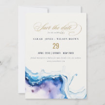 Minimal Coastal Sea Beach Watercolor Wedding