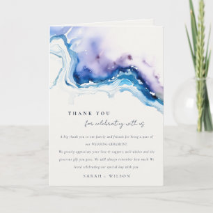 Minimal Coastal Sea Beach Watercolor Wedding Thank You Card