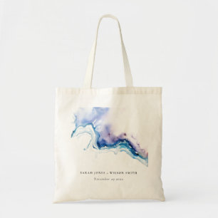 Minimal Coastal Sea Beach Watercolor Wedding Tote Bag