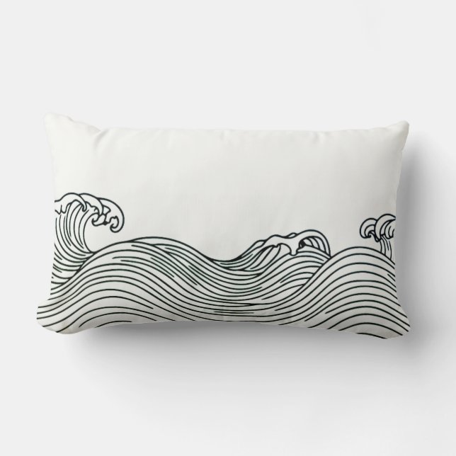 Minimal Coastal Waves Lumbar Cushion (Front)