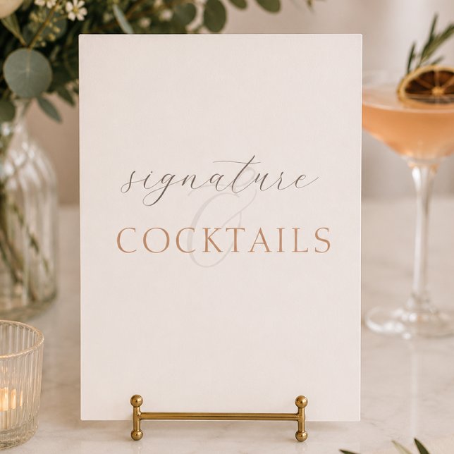 Minimal Cocoa Brown Bar Wedding Table Sign (Minimal Cocoa Brown Bar Wedding Table Sign
)