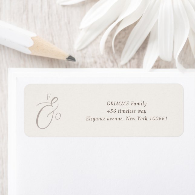 Minimal Cocoa Brown Monogram Wedding Address Label Return Address Label (Insitu)