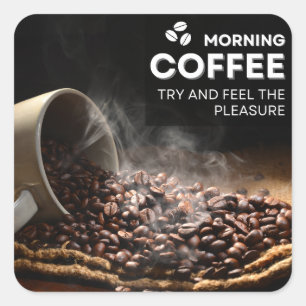 Minimal Coffee Lover but first coffee latte Square Sticker