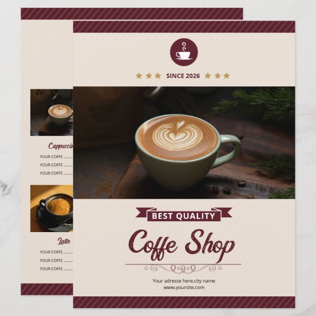 Minimal Coffee Shop Flyer Template (Front/Back)