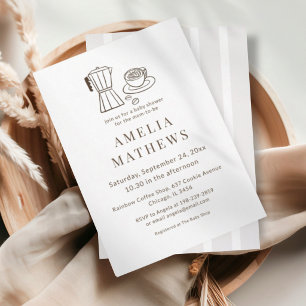 Minimal Coffee Themed Baby Shower Invitation