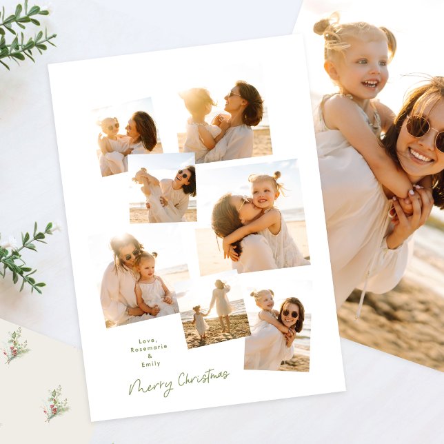 Minimal Collage Christmas Multi 8 Photo Album Holiday Card (Creator Uploaded)