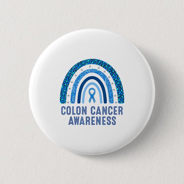 Minimal Colon Cancer Awareness Blue Ribbon 6 Cm Round Badge (Front)