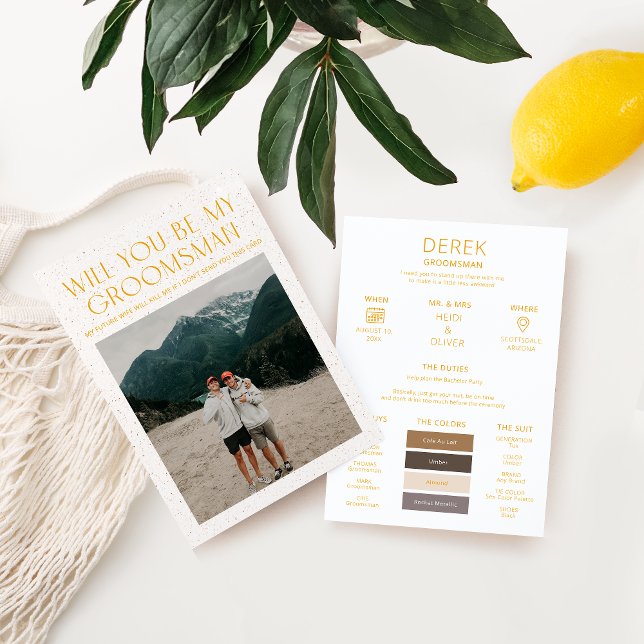 Minimal Color Palette Photo Groomsman Info Card (Creator Uploaded)