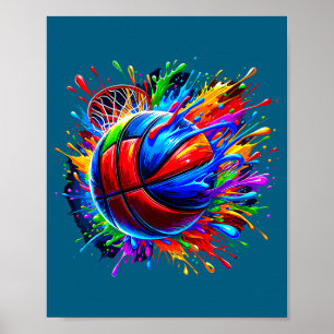 Minimal Colorful Basketball Hoop Player Brother Poster