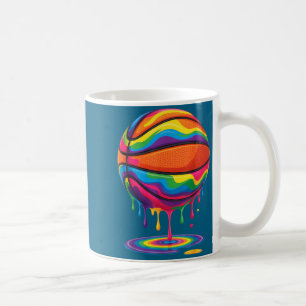 Minimal Colorful Dripping Basketball Vibrant Art Coffee Mug