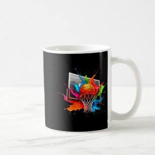 Minimal Colorful Paints Splash Basketball Ball Coffee Mug