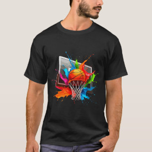 Minimal Colorful Paints Splash Basketball Ball T-Shirt