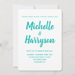 Minimal Colour Blue  Wedding Invitation