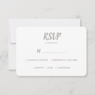 Minimal Colour Grey Wedding RSVP Meal Choice Card