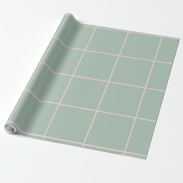 Minimal Colour Grid Check Pattern Wrapping Paper (Unrolled)