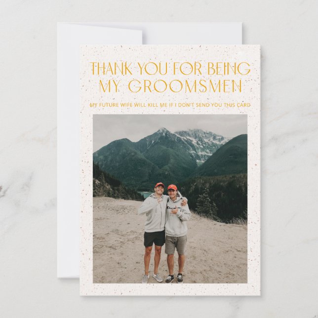 Minimal Colour Palette Photo Groomsman Info Card (Front)