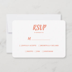 Minimal Colour salmon Wedding RSVP Meal Choice Card