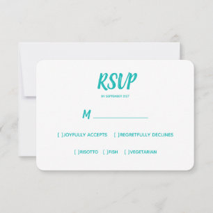 Minimal Colour Wedding RSVP Meal Choice Card