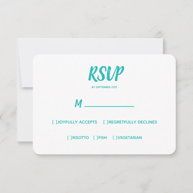 Minimal Colour Wedding RSVP Meal Choice Card (Front)