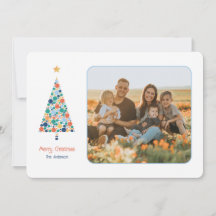 Minimal colourful Christmas tree Christmas card
